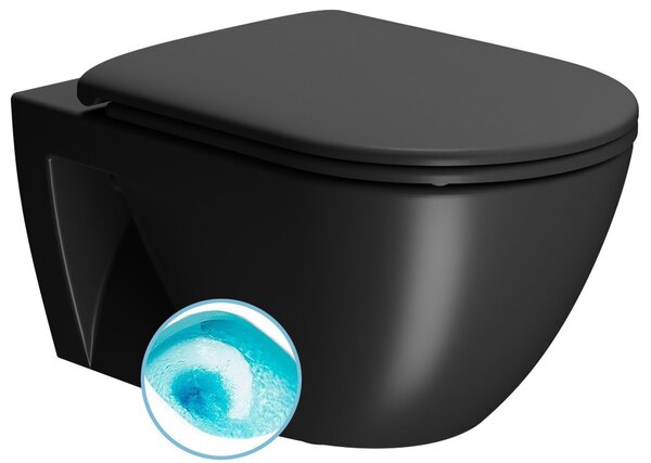 GSI GSI, PURA ECO závěsná WC mísa, Swirlflush, 36x55cm, černá dual-mat, 880726