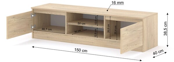 TV skříňka/stolek Maya 150 (dub cremona). Akce -11%