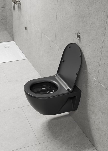 GSI GSI, PURA ECO závěsná WC mísa, Swirlflush, 36x55cm, černá dual-mat, 880726