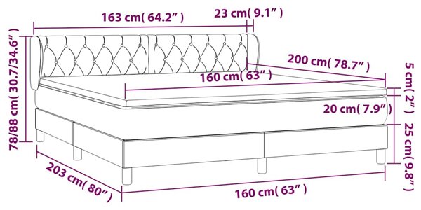 Box spring postel s matrací černá 160x200 cm textil 3126495