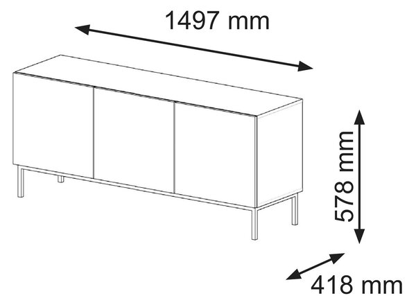 TV skříňka/stolek 3D 150 Rowanna (černá). Akce -24%