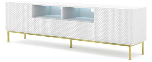 TV skříňka/stolek CCK 4D 200 Rowanna (bílá lesklá + zlatá)