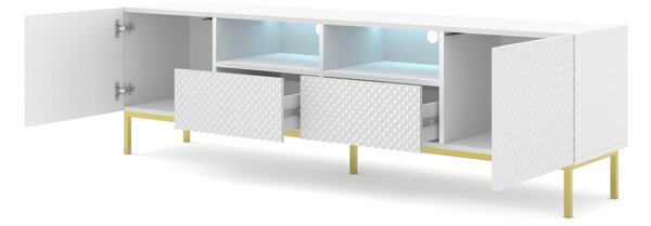 TV skříňka/stolek CCK 4D 200 Rowanna (bílá lesklá + zlatá)