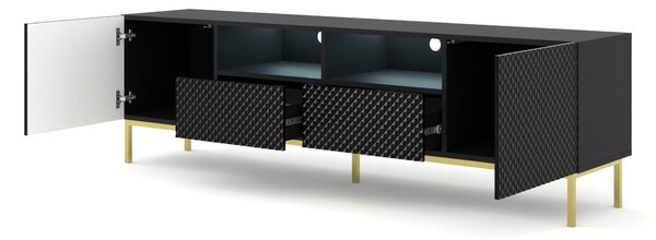 TV skříňka/stolek CCK 4D 200 Rowanna (bílá lesklá + zlatá)