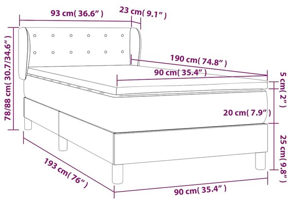 Box spring postel s matrací černá 90x190 cm umělá kůže 3127283