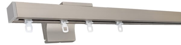 Kovovégarnýže.cz Garnýž Cubito anodizovaná nerez (INOX) Varianta jednořadá nebo dvouřadá: Jednořadá, Délka: 0-100cm, Uchycení látky: jezdec+šnekový háček