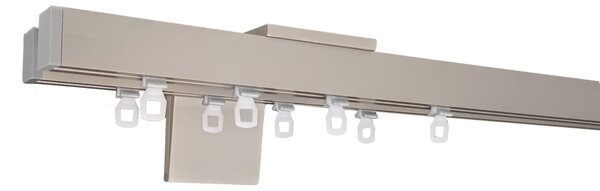 Kovovégarnýže.cz Garnýž Cubito anodizovaná nerez (INOX) Varianta jednořadá nebo dvouřadá: Jednořadá, Délka: 0-100cm, Uchycení látky: jezdec+šnekový háček