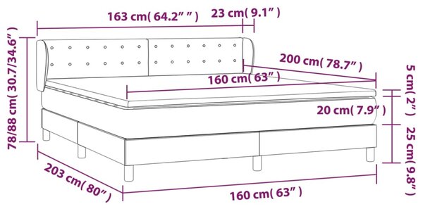 Box spring postel s matrací tmavě šedá 160x200 cm textil 3126574