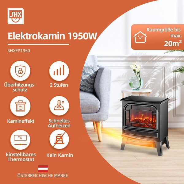 Elektrický krb - Vlasový efekt LED - 2000 W - Černá
