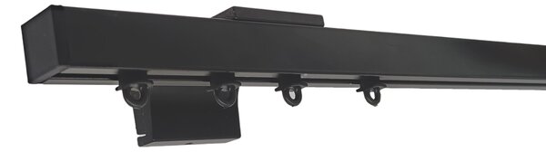 Kovovégarnýže.cz Garnýž Cubito černá matná Varianta jednořadá nebo dvouřadá: Jednořadá, Délka: 0-100cm, Uchycení látky: jezdec+šnekový háček