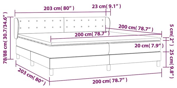 Box spring postel s matrací šedá 200x200 cm umělá kůže 3127335