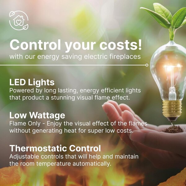 Elektrický krb - Volně stojící - 2000 W - LED efekt plamene - Gotický vzhled litiny