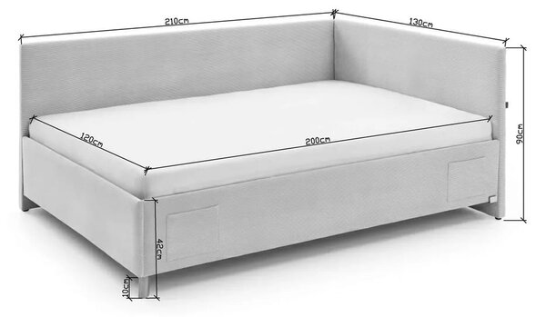 Béžová čalouněná rohová dětská postel s úložným prostorem s roštem 120x200 cm Cool – Meise Möbel
