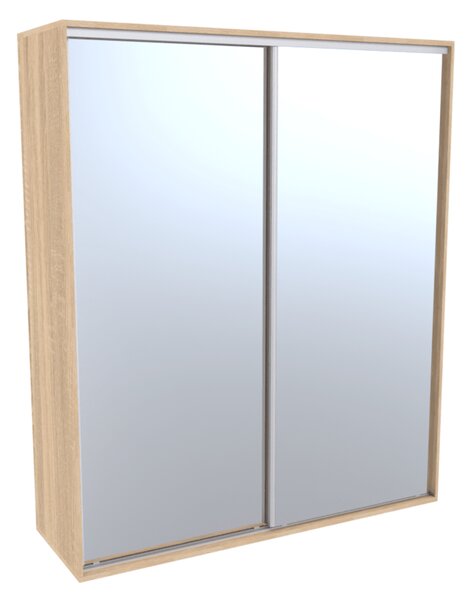 Šatní skříň FLEXI 2 se 2 zrcadly Varianta barvy: Dub natur (dub sonoma), Šířka: 200 cm, Výška: 240 cm