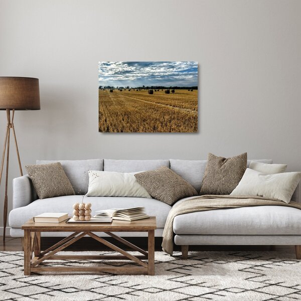 Skleněný obraz sklizeného obilného pole (70x50 cm)