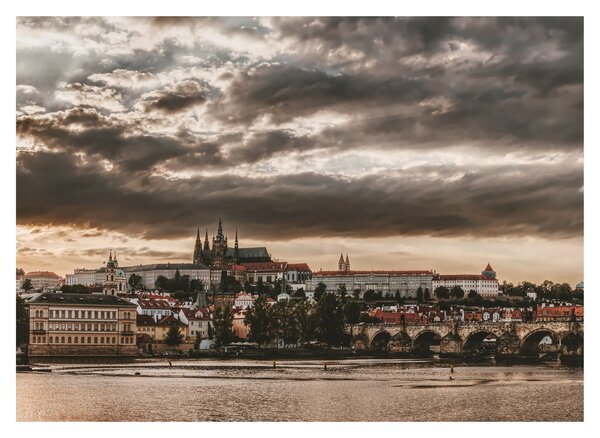 Skleněný obraz - zamračená Praha (70x50 cm)