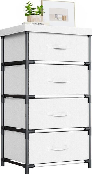 Komoda - 4 látkové zásuvky - 85 x 44 x 34 cm - Bílá - Do ložnice a obývacího pokoje