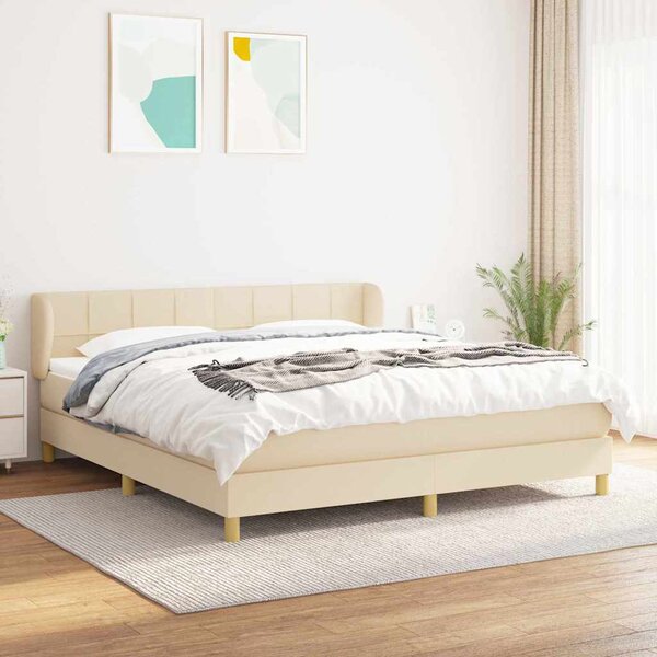 Box spring postel s matrací krémová 160x200 cm textil 3126818