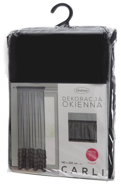 ZÁCLONA NA PÁSCE CARLI 140X270 CM ČERNÁ