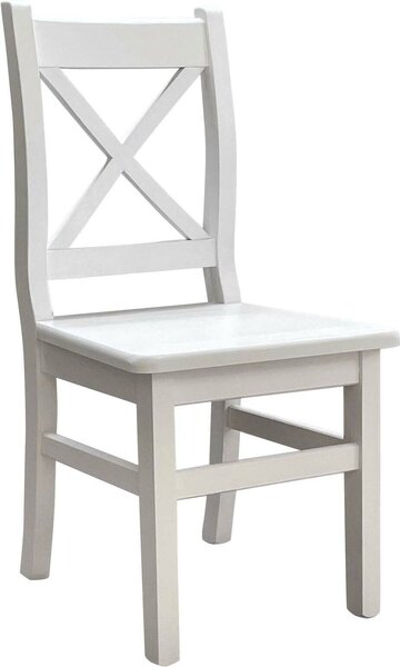 Jídelní židle II s křížovým opěradlem, borovicový masiv, bílá, výška 97 cm
