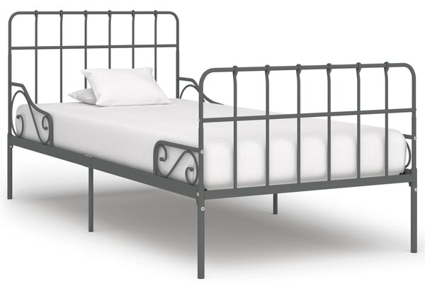 Rám postele s laťkovým roštem šedý kov 90 x 200 cm