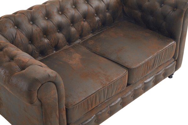 POHOVKA CHESTERFIELD, dřevo, textil, hnědá, černá Xora - Pohovky
