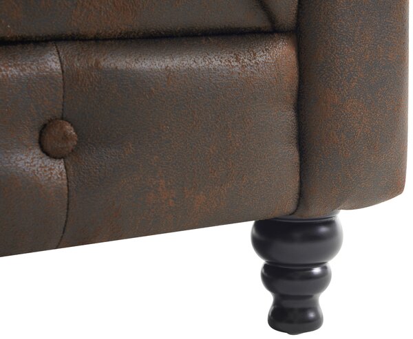 POHOVKA CHESTERFIELD, dřevo, textil, hnědá, černá Xora - Pohovky