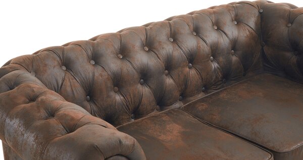 POHOVKA CHESTERFIELD, dřevo, textil, hnědá, černá Xora - Pohovky