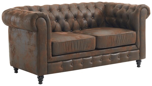 POHOVKA CHESTERFIELD, dřevo, textil, hnědá, černá Xora - Pohovky