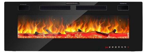 Elektrický nástěnný krb - 1500 W - 127 cm - 3D plamen - Krb s LED plamenem a 144 barevnými kombinacemi