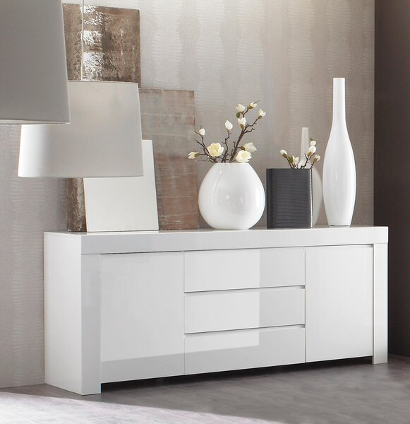 ŠIROKÁ KOMODA, vysoce lesklá bílá, 190/84/50 cm MID.YOU - Online Only komody, Online Only