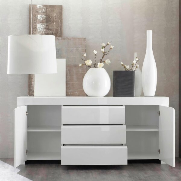 ŠIROKÁ KOMODA, vysoce lesklá bílá, 190/84/50 cm MID.YOU - Online Only komody, Online Only