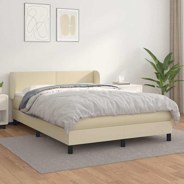 Box spring postel s matrací krémová 140x190 cm umělá kůže 3127189
