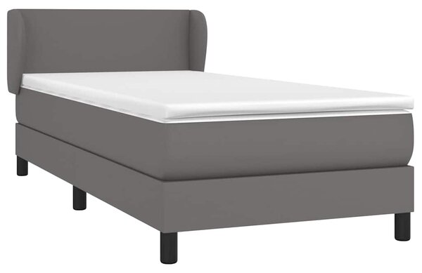 Box spring postel s matrací šedá 80 x 200 cm umělá kůže 3127161