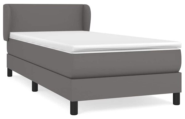 Box spring postel s matrací šedá 80 x 200 cm umělá kůže 3127161