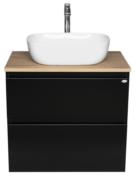 Aqualine Aqualine, ALTAIR skříňka s deskou 68 cm, černá mat/dub emporio, AI670-01