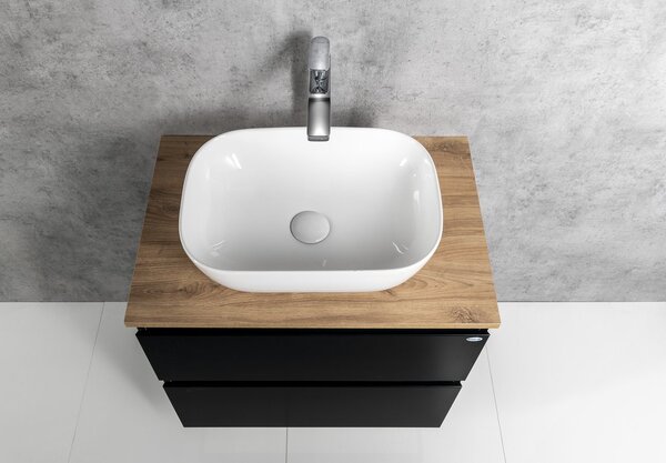 Aqualine Aqualine, ALTAIR skříňka s deskou 68 cm, černá mat/dub emporio, AI670-01