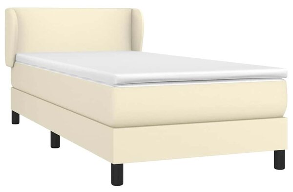 Box spring postel s matrací krémová 100x200 cm umělá kůže 3127177