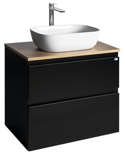 Aqualine Aqualine, ALTAIR skříňka s deskou 68 cm, černá mat/dub emporio, AI670-01