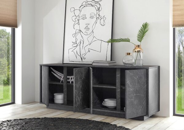 ŠIROKÁ KOMODA, antracitová, 180/79/43 cm MID.YOU - Online Only komody, Online Only
