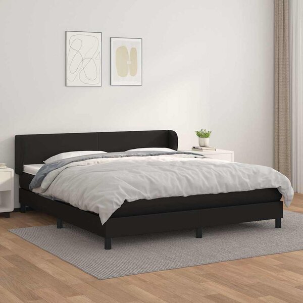 Box spring postel s matrací černá 160x200 cm umělá kůže 3127199