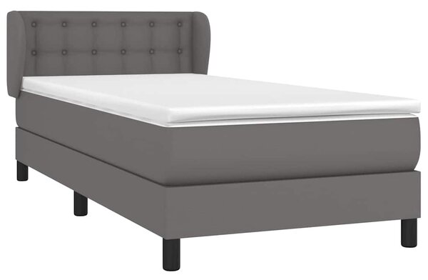 Box spring postel s matrací šedá 80 x 200 cm umělá kůže 3127281