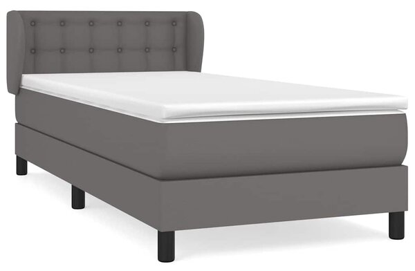 Box spring postel s matrací šedá 80 x 200 cm umělá kůže 3127281