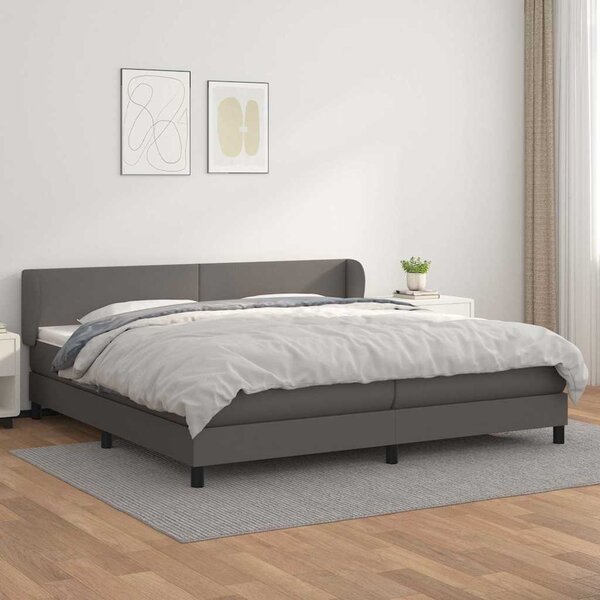 Box spring postel s matrací šedá 200x200 cm umělá kůže 3127215