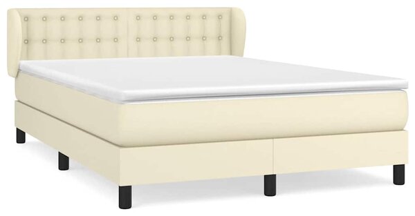 Box spring postel s matrací krémová 140x190 cm umělá kůže 3127309