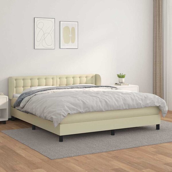 Box spring postel s matrací krémová 160x200 cm umělá kůže 3127321