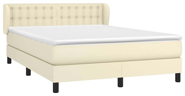 Box spring postel s matrací krémová 140x190 cm umělá kůže 3127309