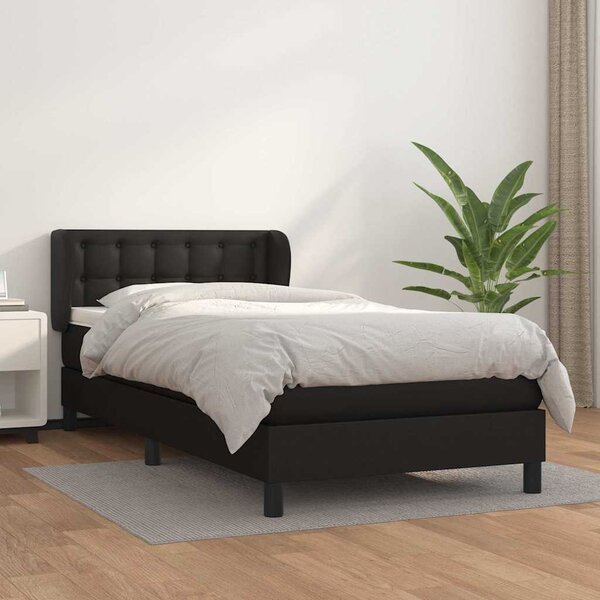 Box spring postel s matrací černá 90x190 cm umělá kůže 3127283
