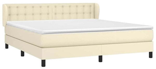 Box spring postel s matrací krémová 160x200 cm umělá kůže 3127321