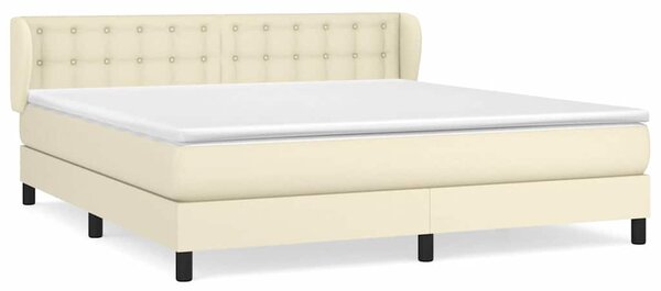 Box spring postel s matrací krémová 160x200 cm umělá kůže 3127321